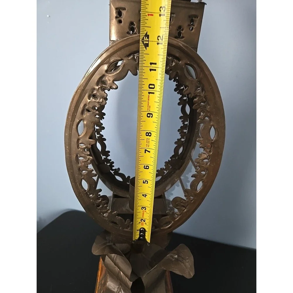 Baroque Mexican Tin Metal Lantern Lamp Ornate Handmade‎ Pedestal Sun Flower